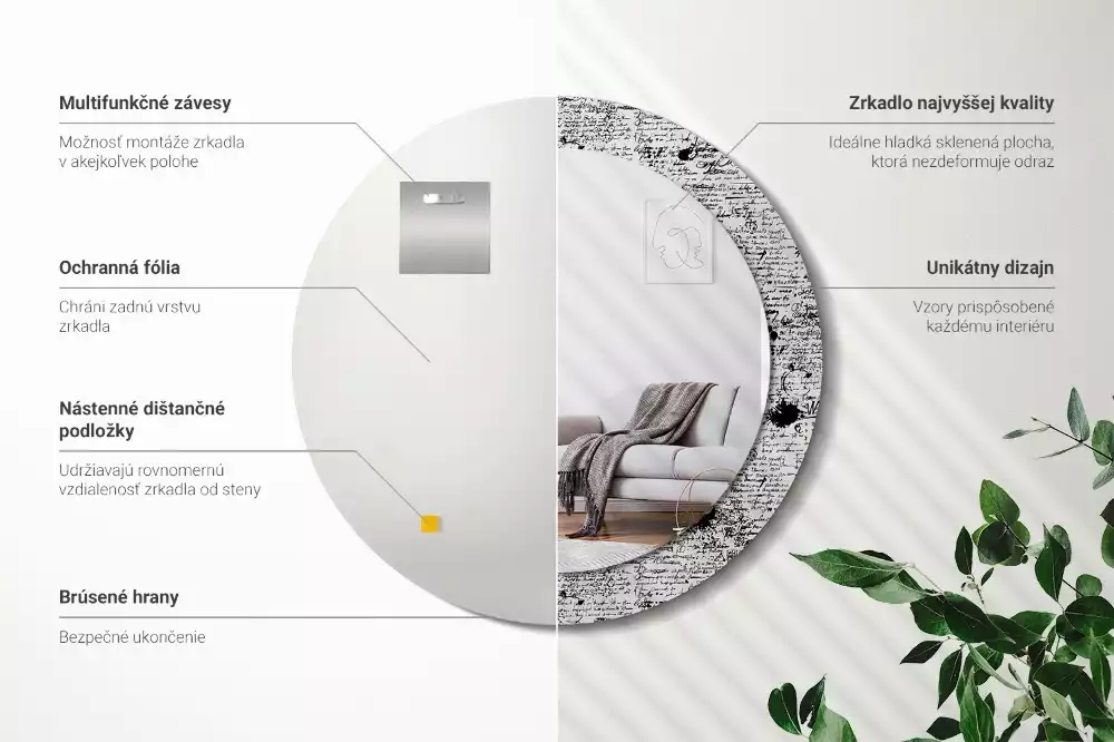 Miroir rond avec décoration Gribouillis