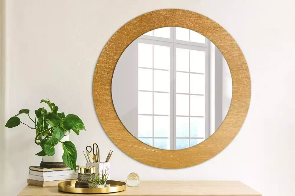 Miroir rond cadre avec impression Style loft vintage