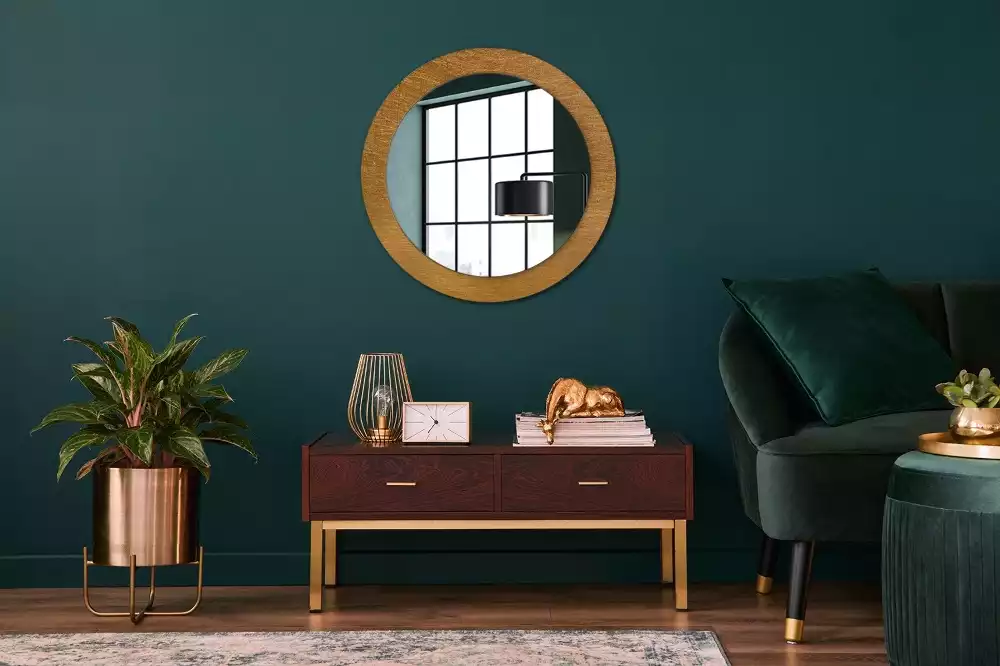 Miroir rond cadre avec impression Style loft vintage