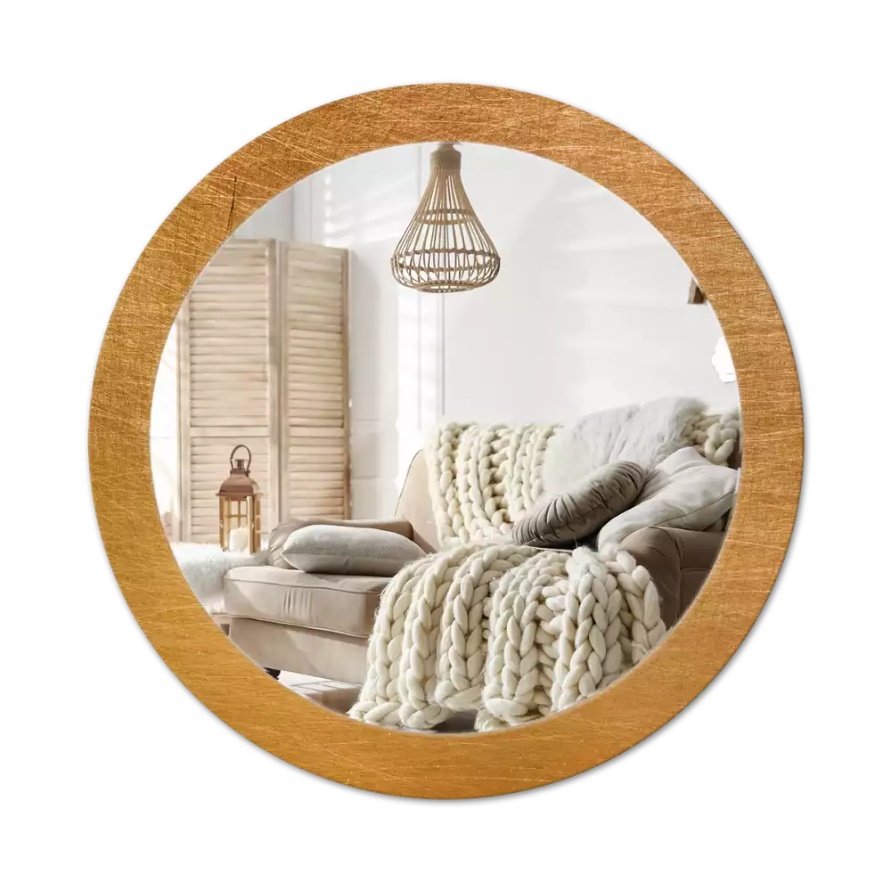 Miroir rond cadre avec impression Style loft vintage