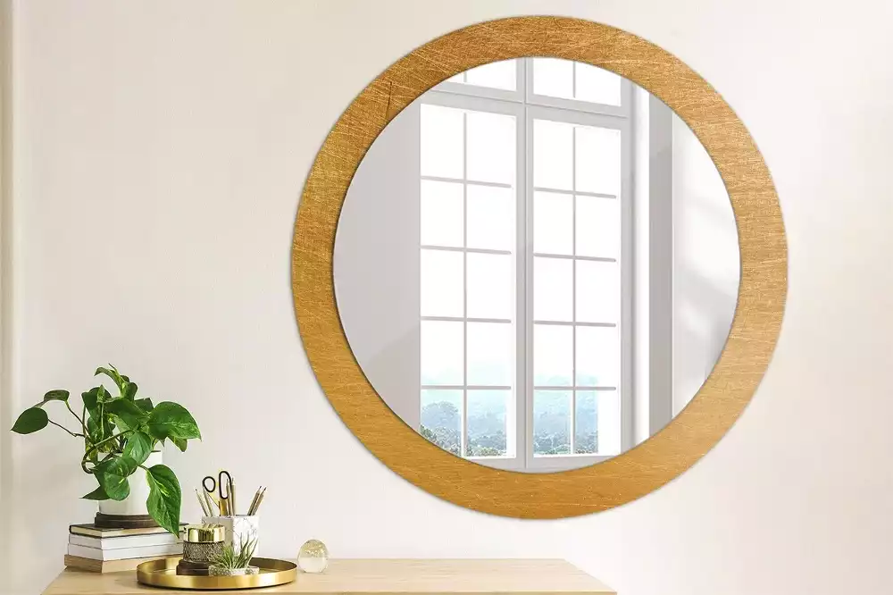 Miroir rond cadre avec impression Style loft vintage
