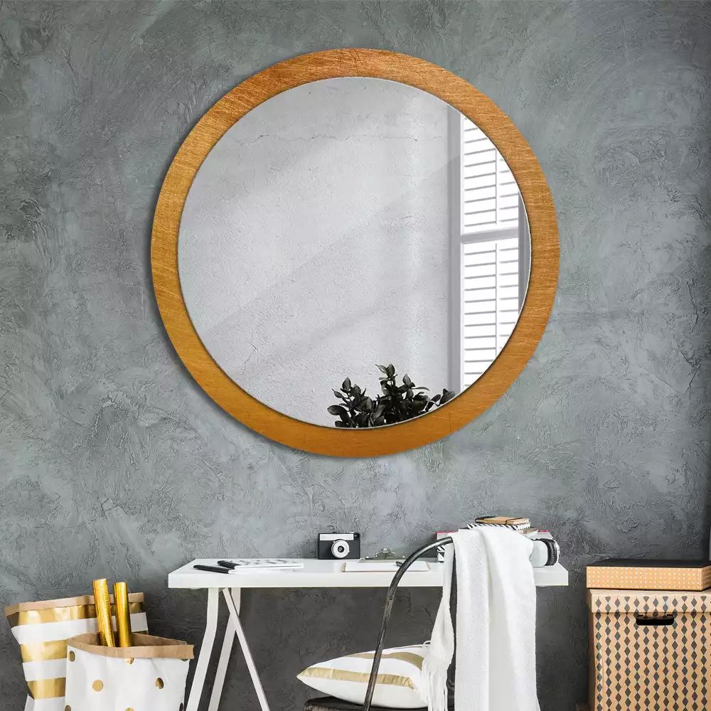 Miroir rond cadre avec impression Style loft vintage
