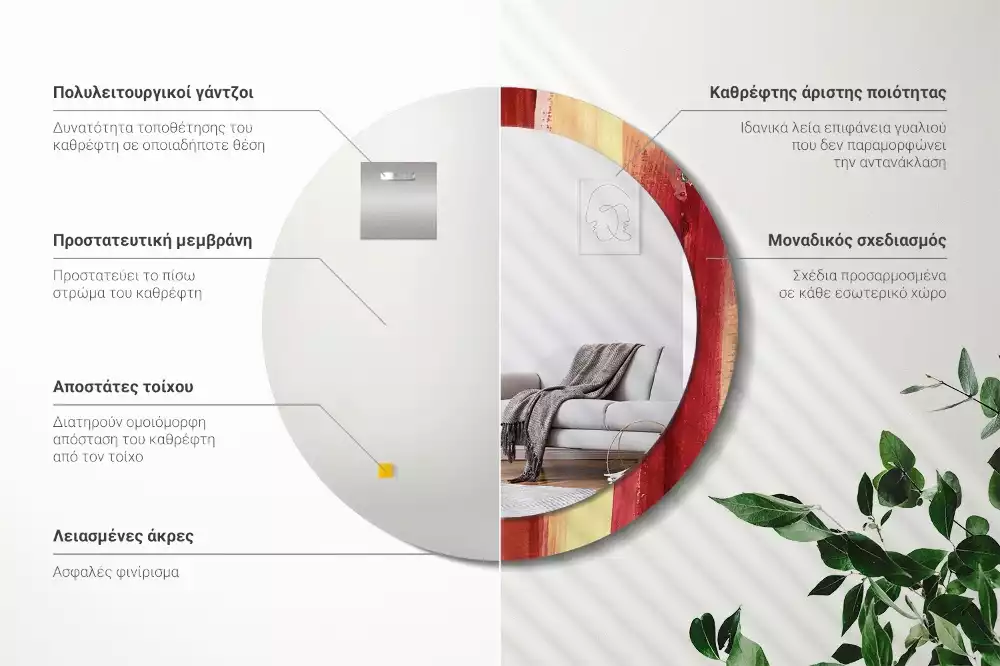 Miroir rond imprimé Image abstraite