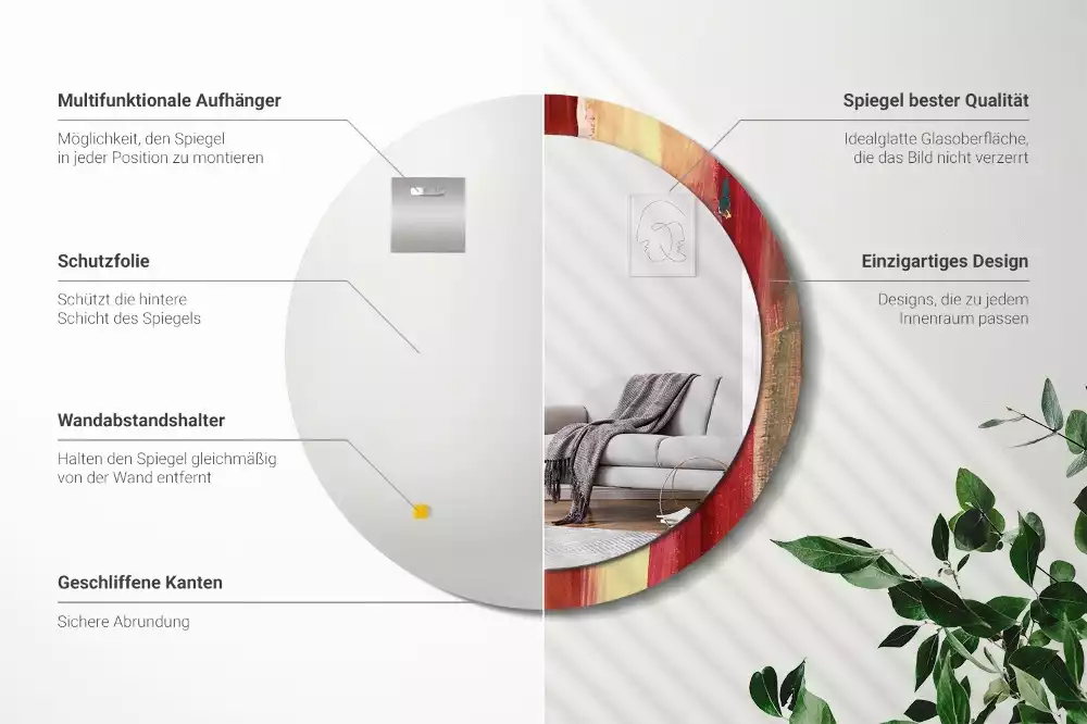 Miroir rond imprimé Image abstraite