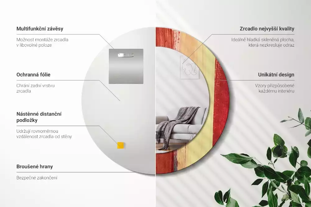Miroir rond imprimé Image abstraite