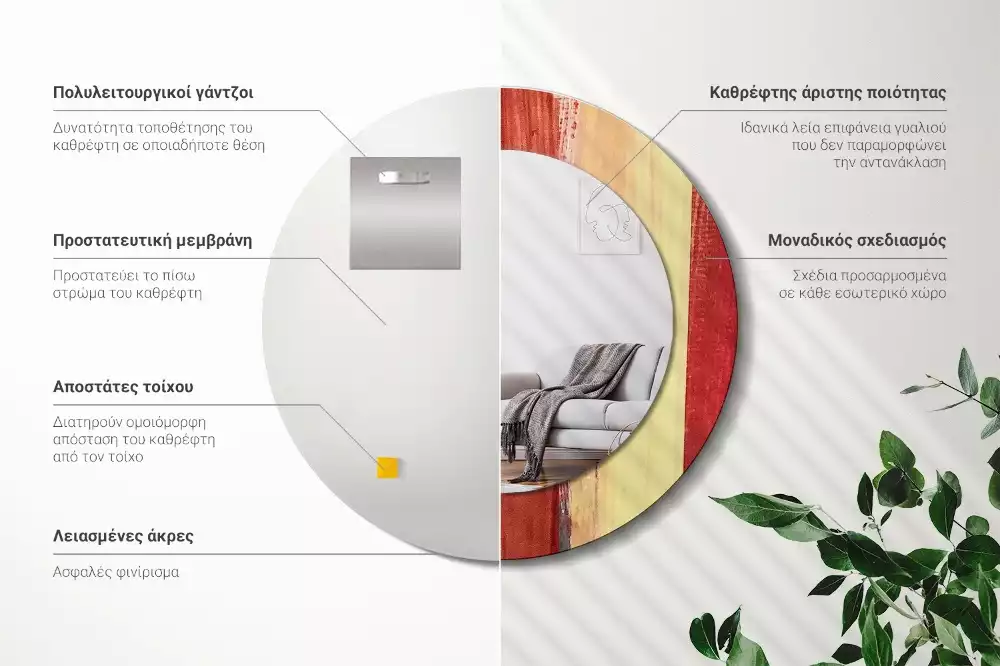 Miroir rond imprimé Image abstraite