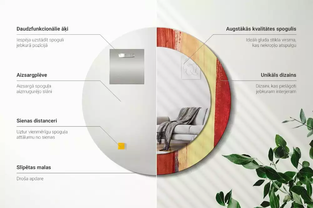 Miroir rond imprimé Image abstraite