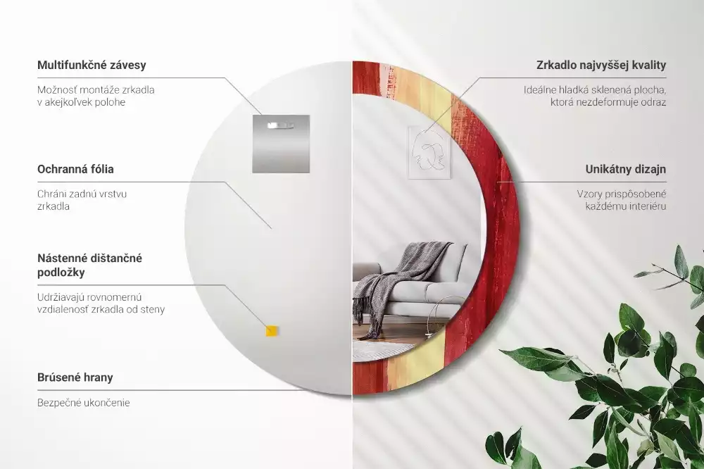 Miroir rond imprimé Image abstraite