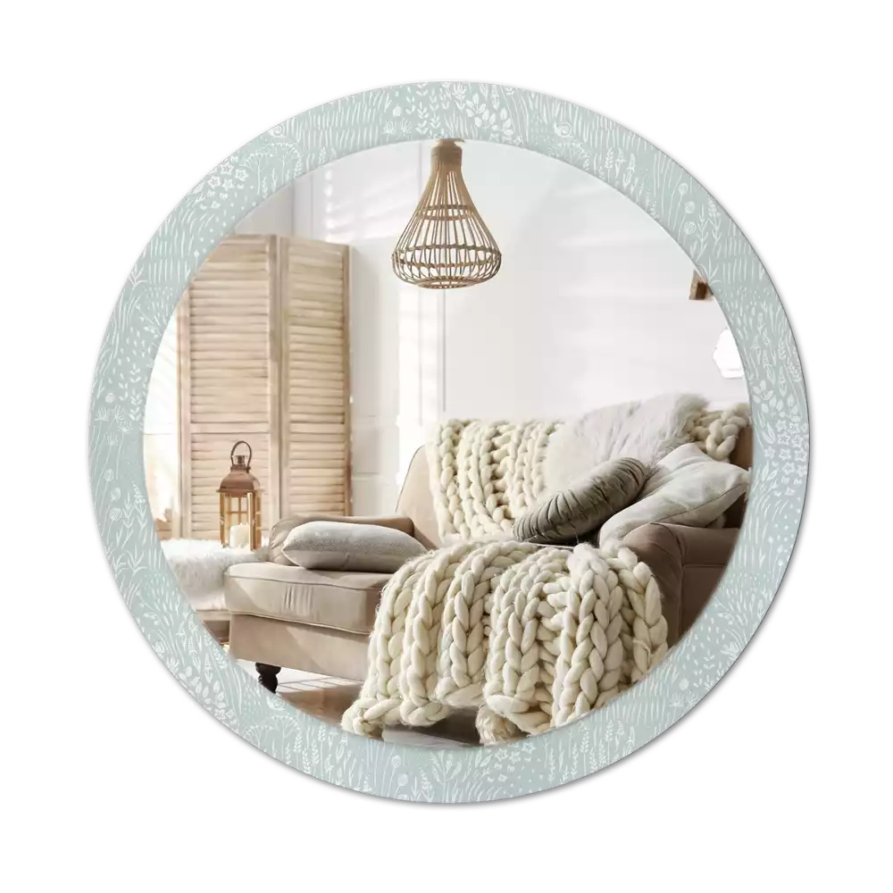 Miroir rond imprimé Escargot dans la prairie