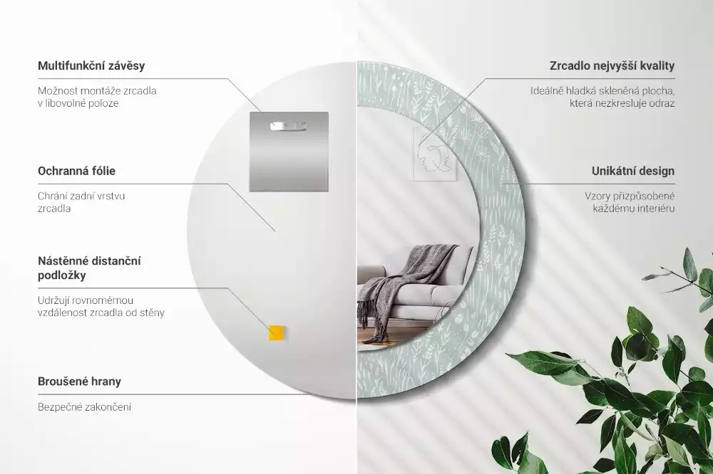 Miroir rond imprimé Escargot dans la prairie