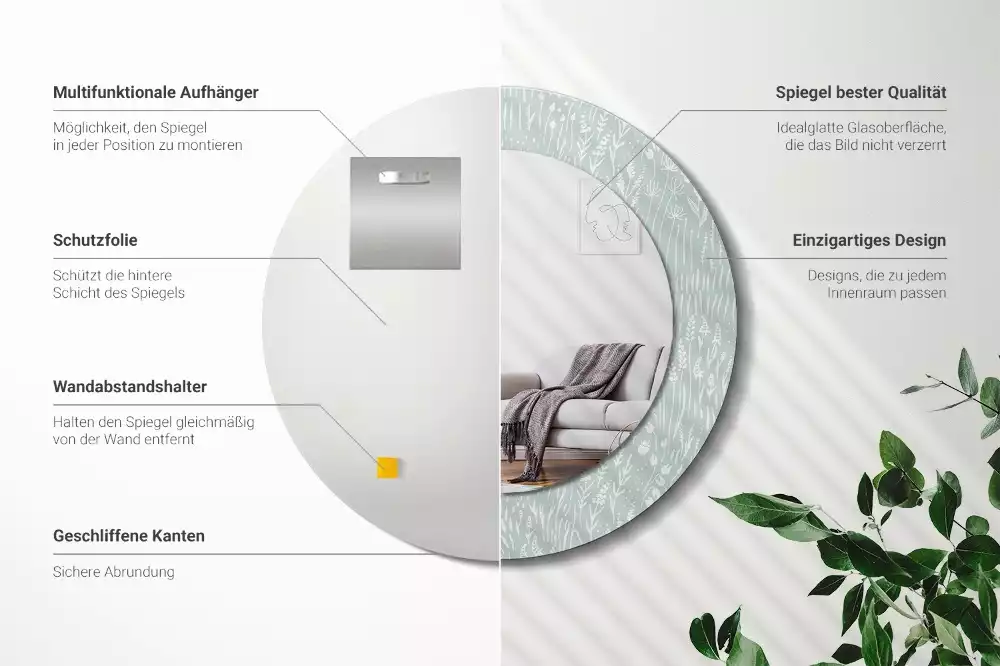 Miroir rond imprimé Escargot dans la prairie