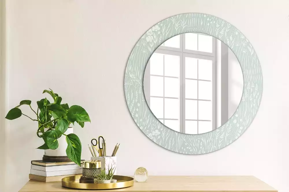 Miroir rond imprimé Escargot dans la prairie