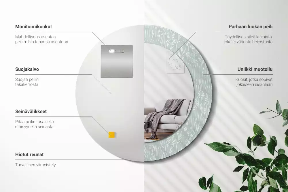 Miroir rond imprimé Escargot dans la prairie