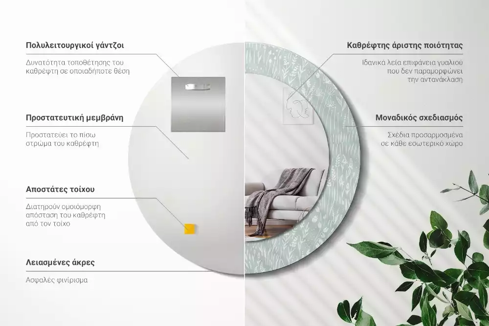 Miroir rond imprimé Escargot dans la prairie