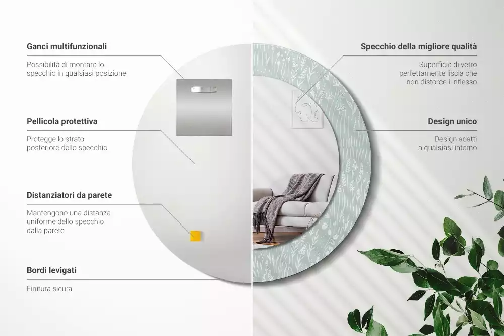 Miroir rond imprimé Escargot dans la prairie