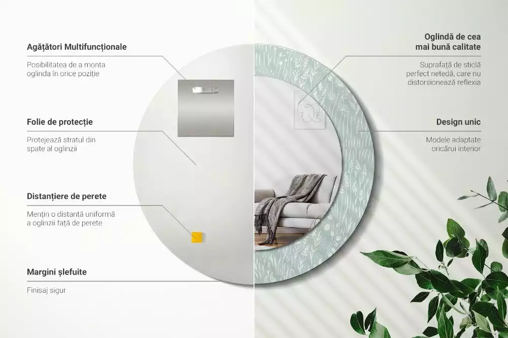 Miroir rond imprimé Escargot dans la prairie