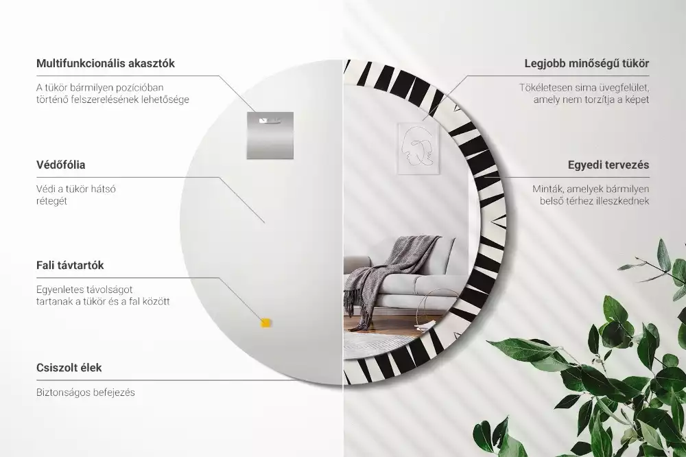 Miroir rond imprimé Abstraction géométrique