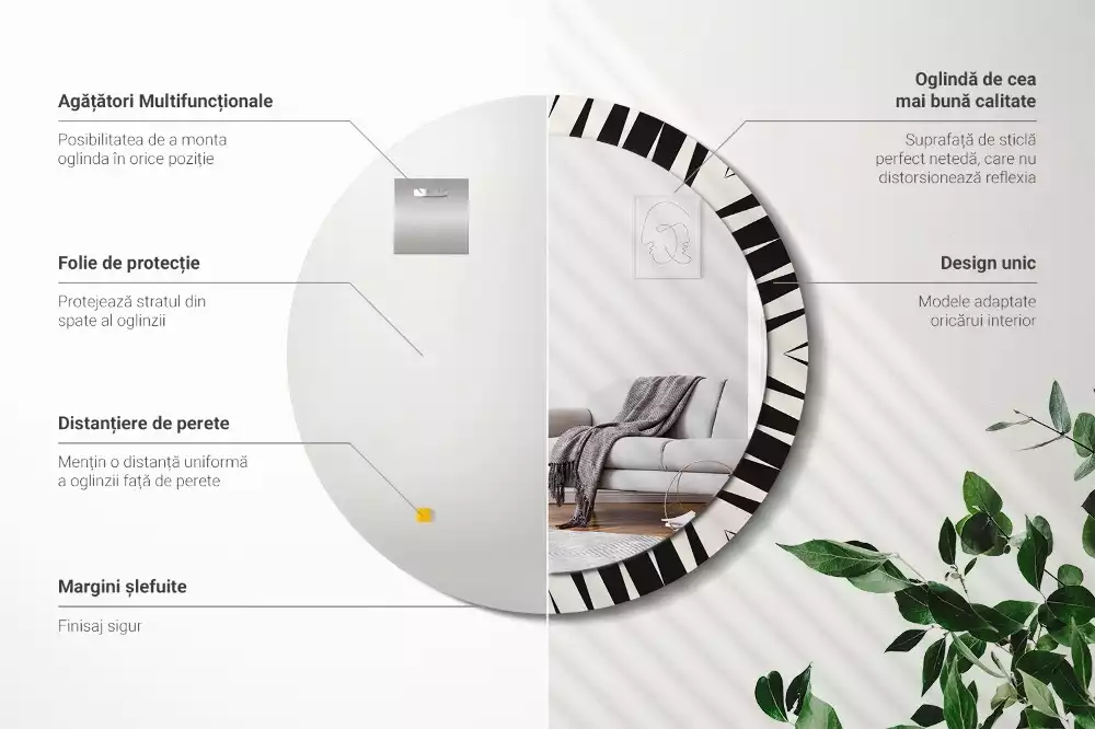 Miroir rond imprimé Abstraction géométrique