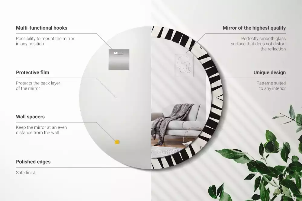 Miroir rond imprimé Abstraction géométrique