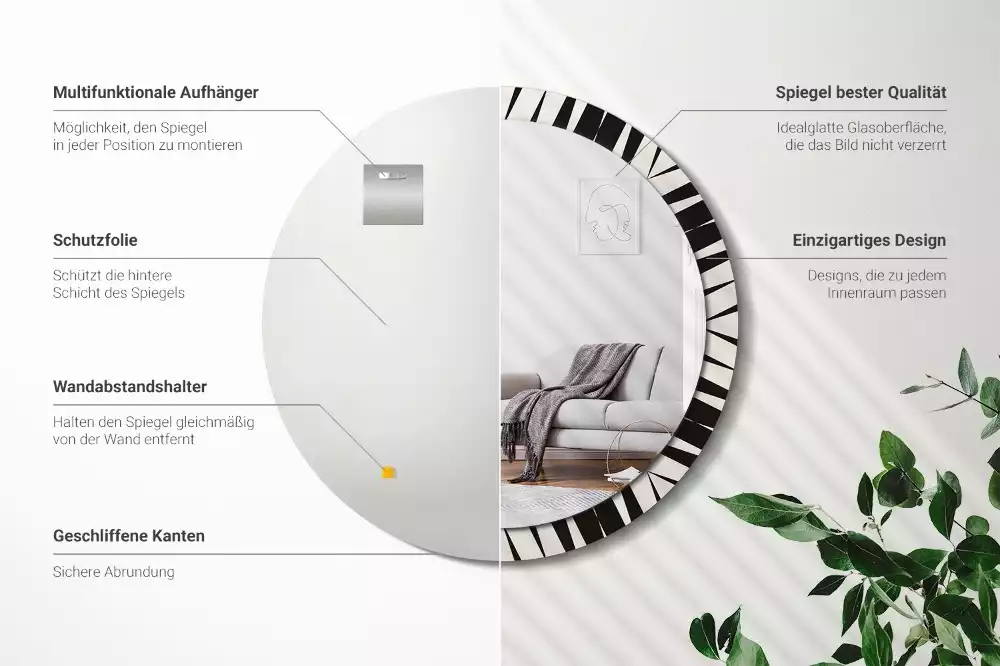 Miroir rond imprimé Abstraction géométrique