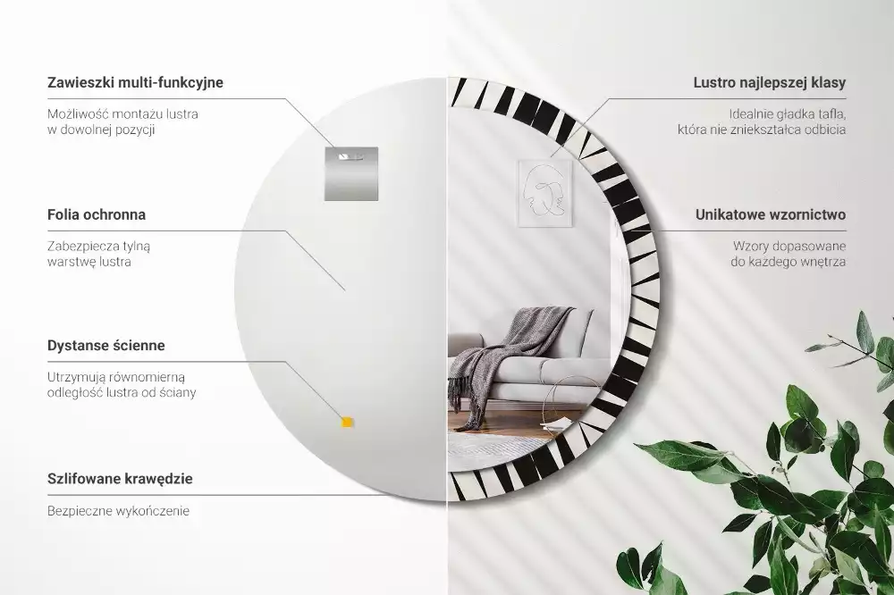 Miroir rond imprimé Abstraction géométrique