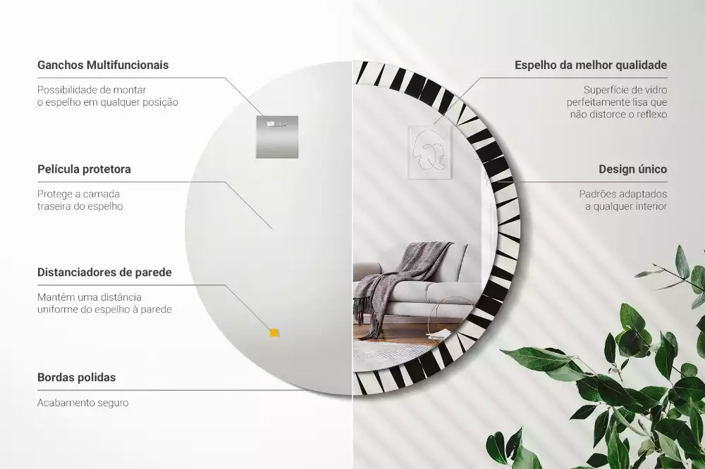 Miroir rond imprimé Abstraction géométrique