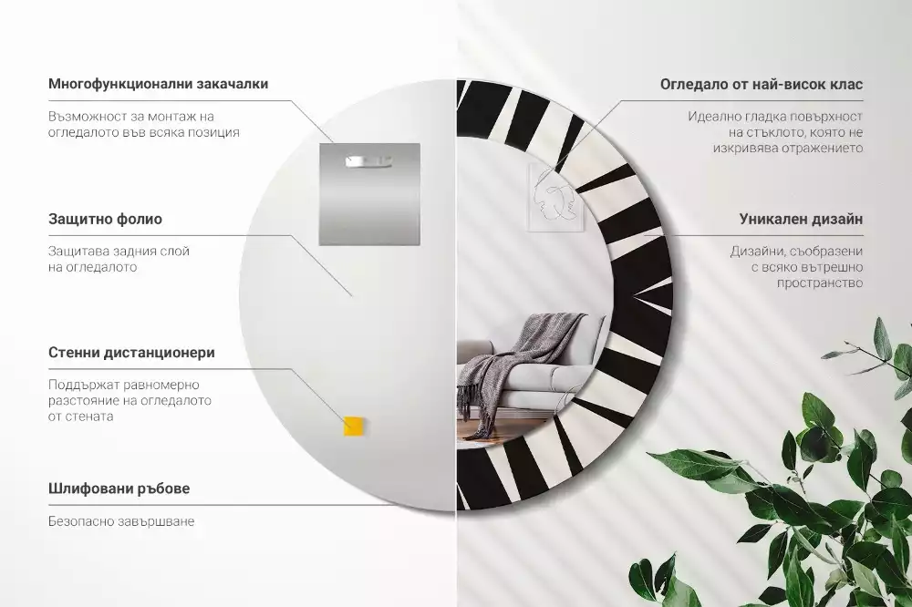 Miroir rond imprimé Abstraction géométrique