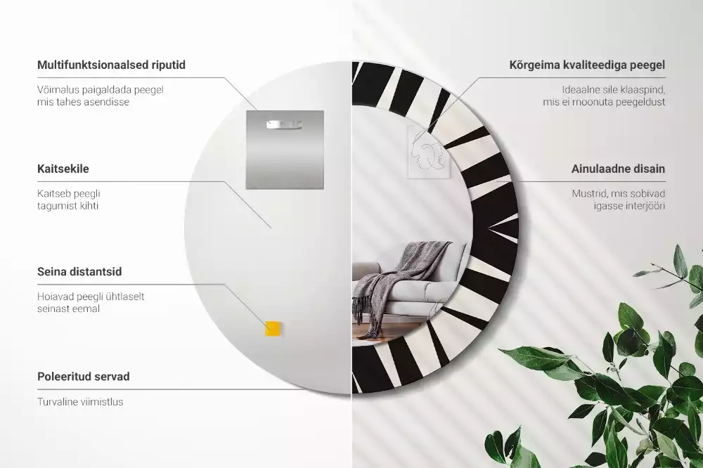 Miroir rond imprimé Abstraction géométrique
