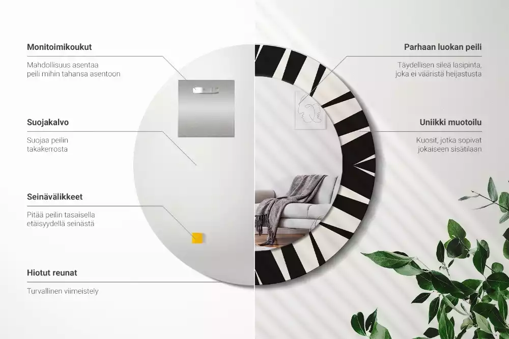 Miroir rond imprimé Abstraction géométrique