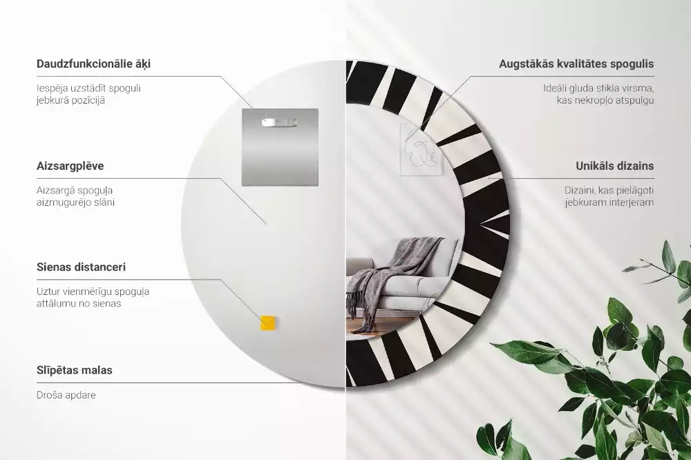 Miroir rond imprimé Abstraction géométrique