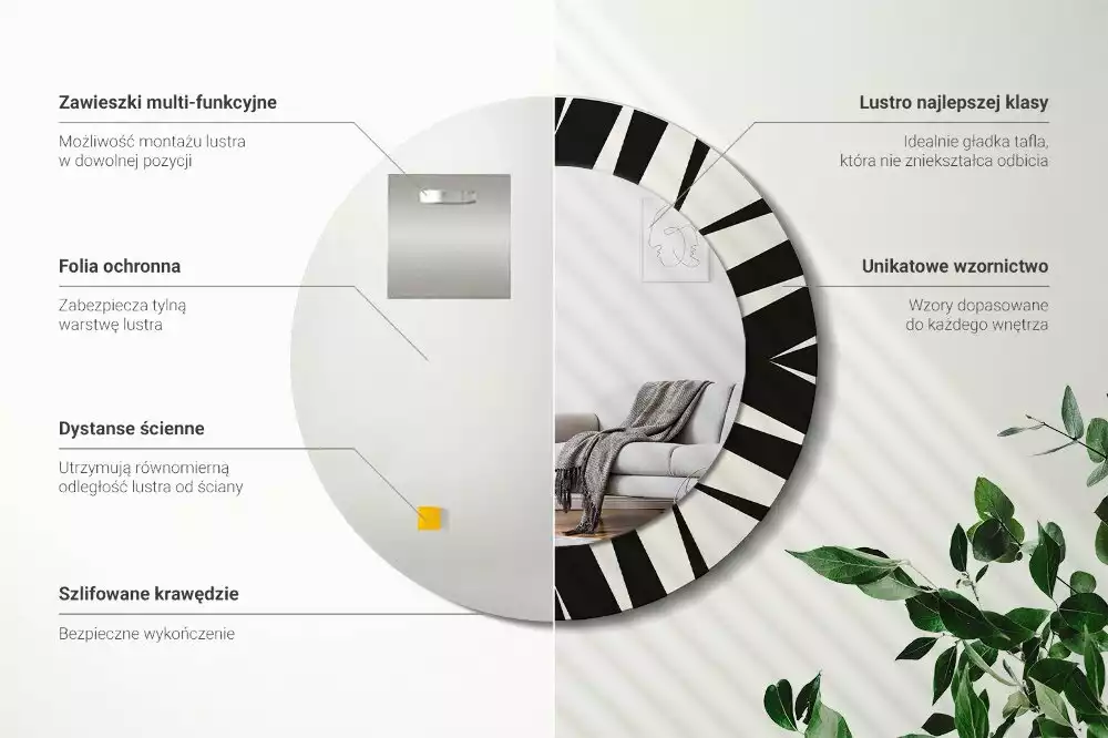 Miroir rond imprimé Abstraction géométrique