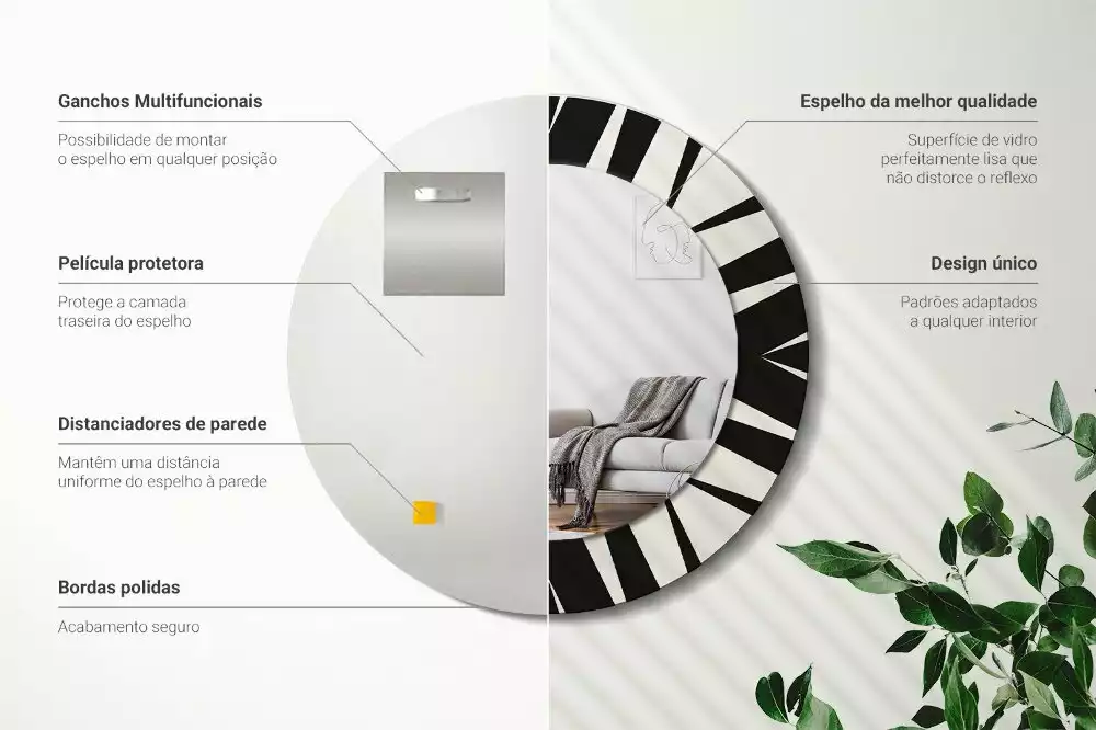 Miroir rond imprimé Abstraction géométrique