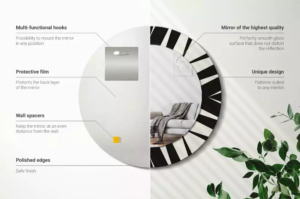 Miroir rond imprimé Abstraction géométrique