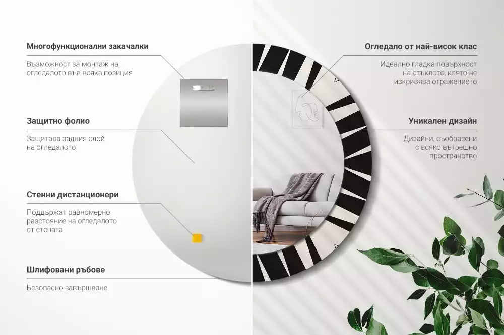 Miroir rond imprimé Abstraction géométrique