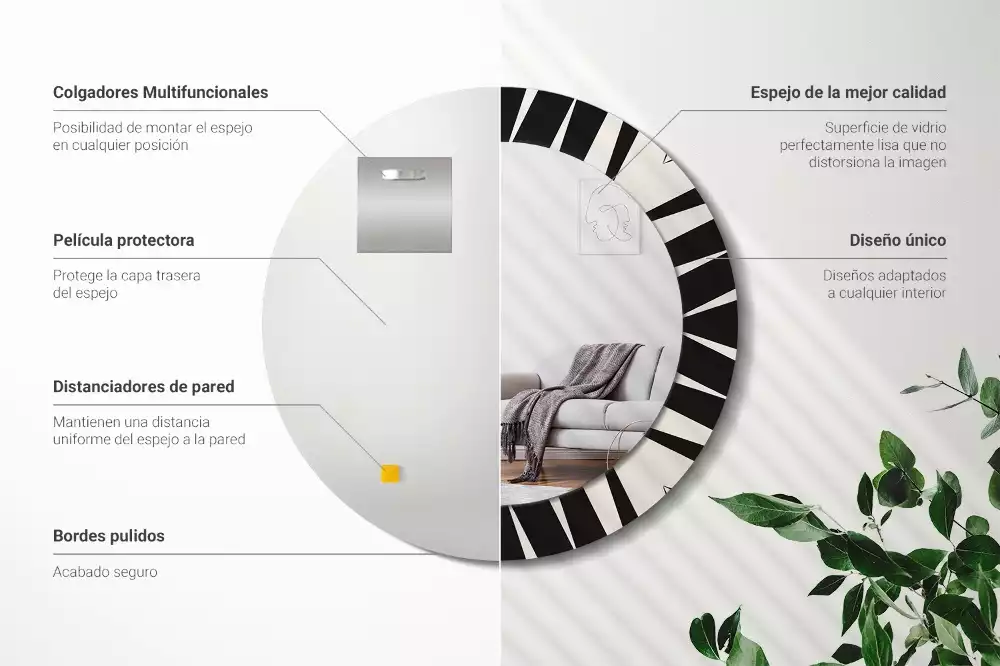 Miroir rond imprimé Abstraction géométrique