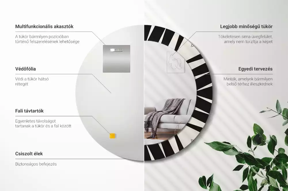 Miroir rond imprimé Abstraction géométrique