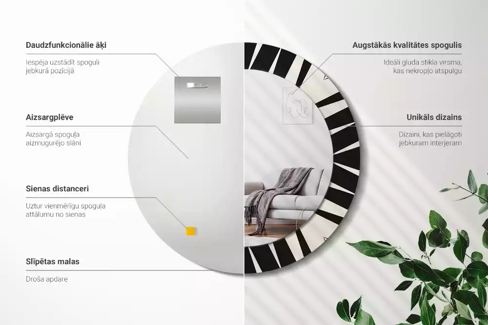 Miroir rond imprimé Abstraction géométrique