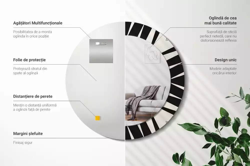 Miroir rond imprimé Abstraction géométrique