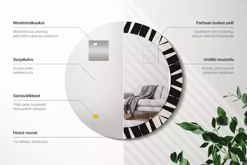 Miroir rond imprimé Abstraction géométrique