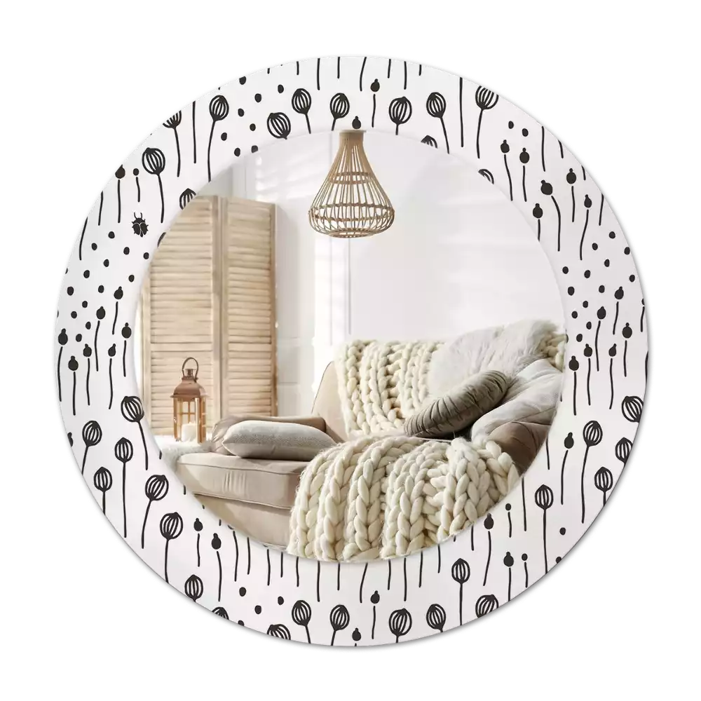 Miroir rond imprimé Dessin floral