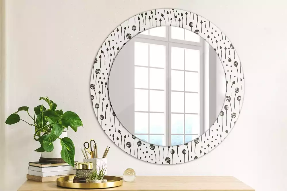 Miroir rond imprimé Dessin floral