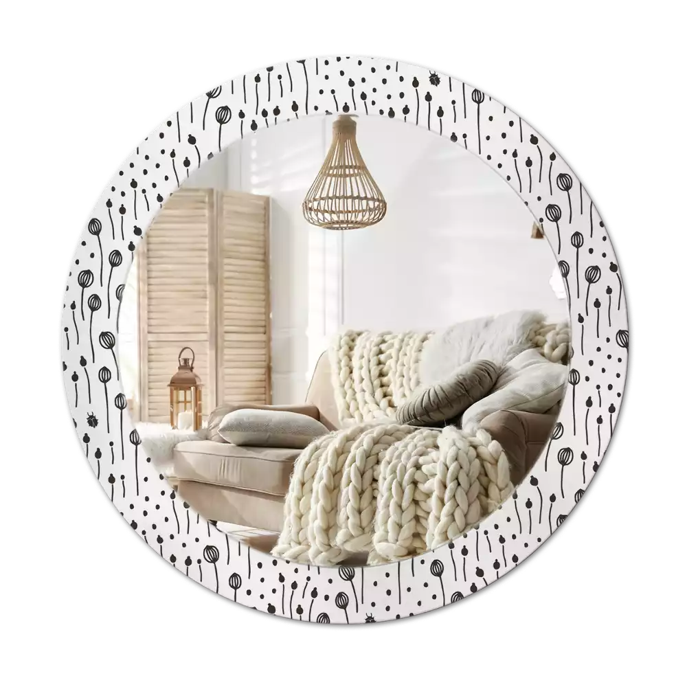 Miroir rond imprimé Dessin floral