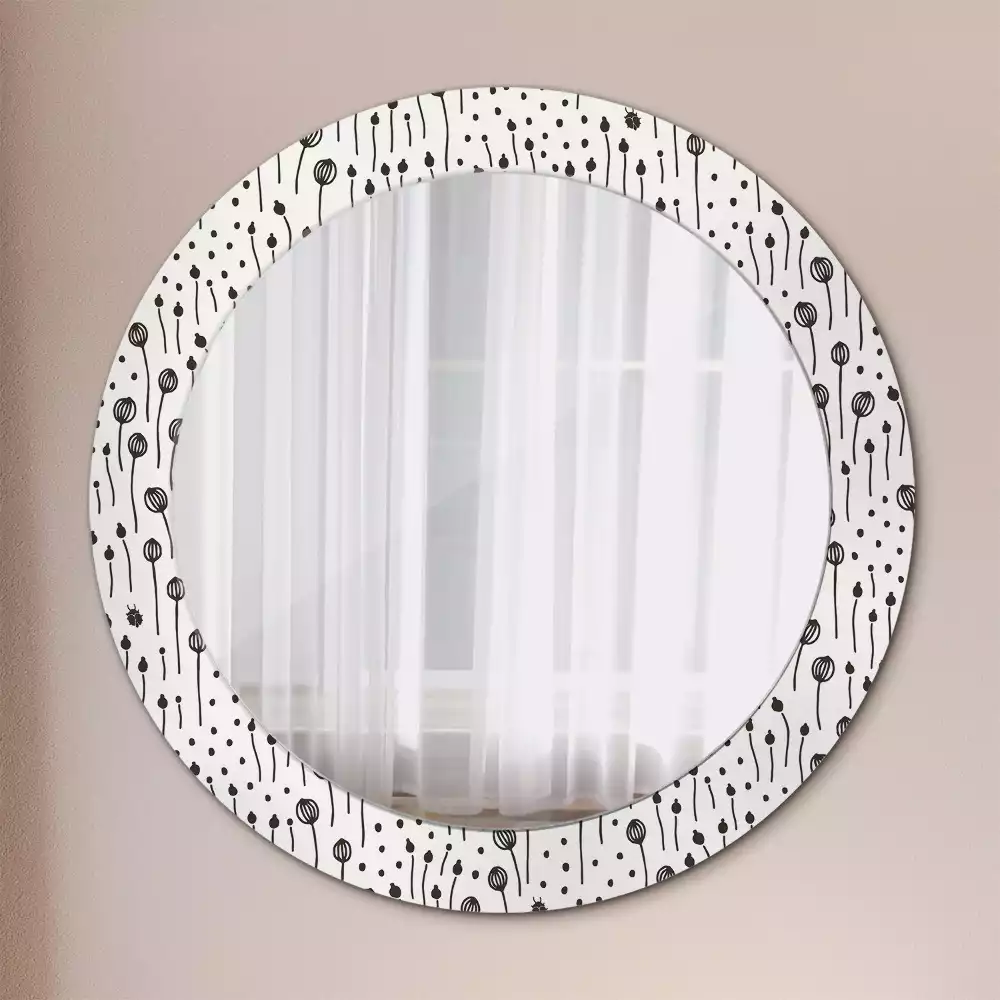 Miroir rond imprimé Dessin floral