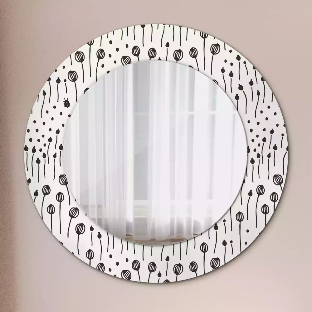 Miroir rond imprimé Dessin floral