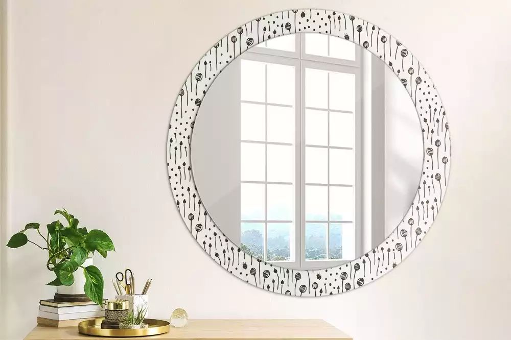 Miroir rond imprimé Dessin floral