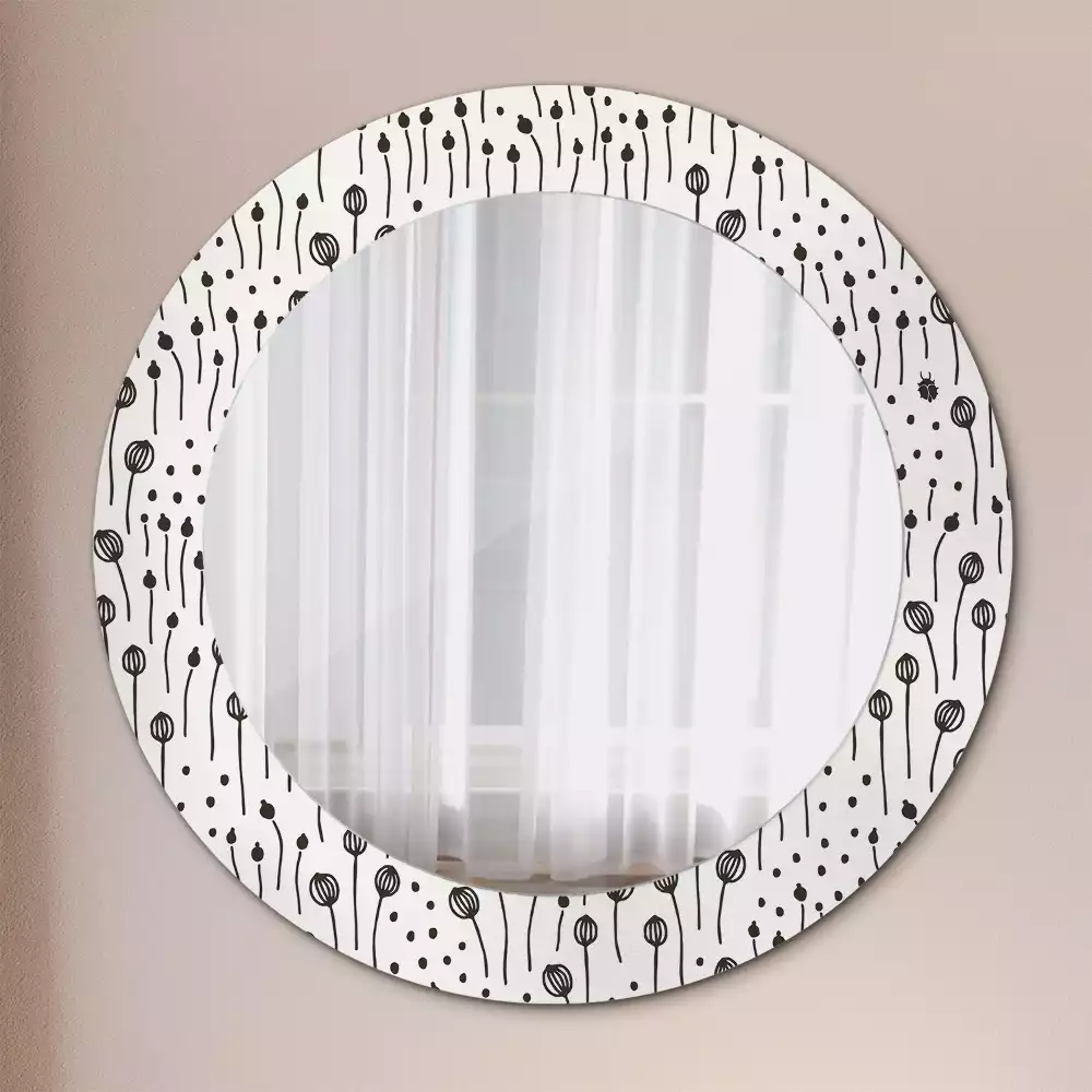Miroir rond imprimé Dessin floral