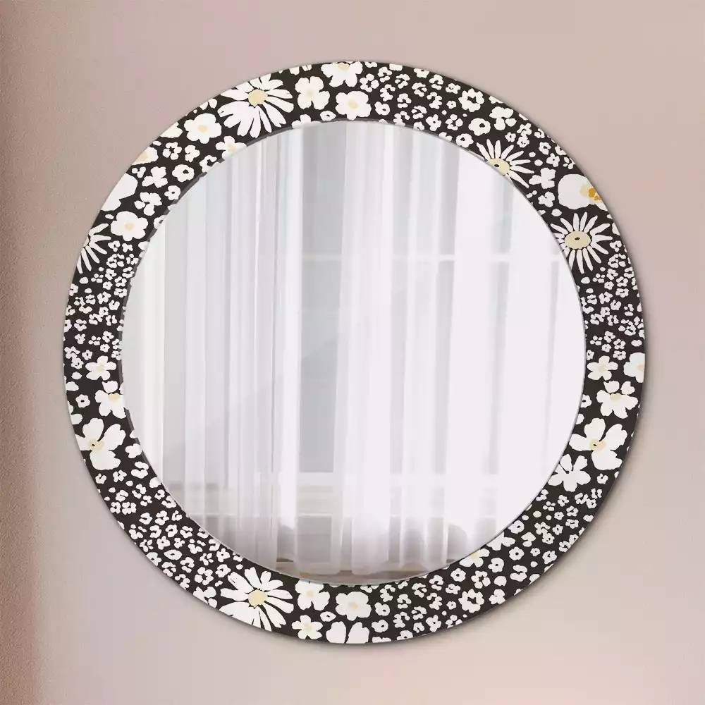 Miroir rond avec décoration Marguerites