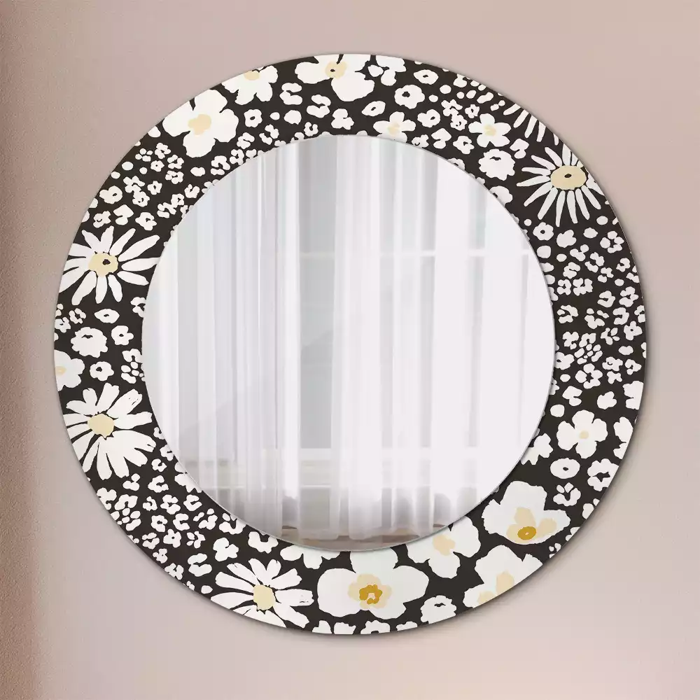 Miroir rond avec décoration Marguerites