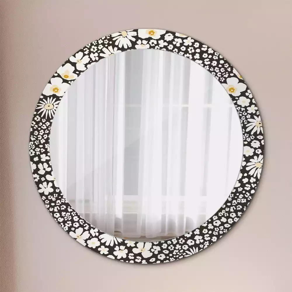 Miroir rond avec décoration Marguerites