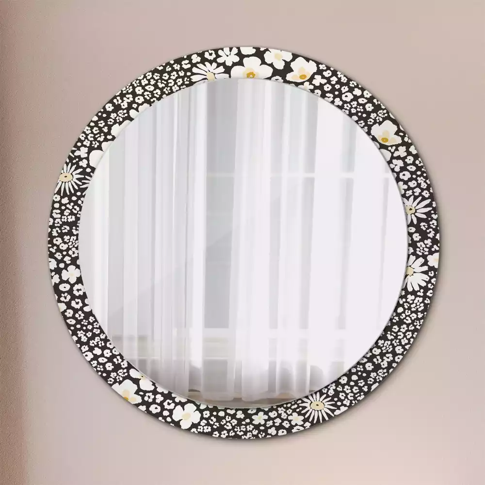 Miroir rond avec décoration Marguerites